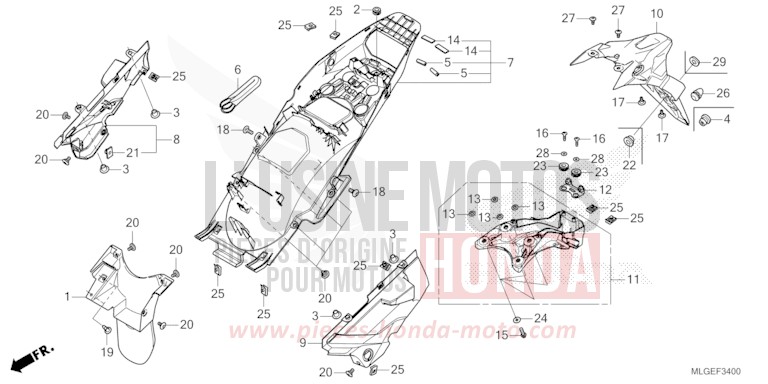 KOTFLUEGEL, HINTEN (CRF1100A/AL/D) von Africa Twin DCT GLINT WAVE BLUE METALLIC (B197X) von 2023